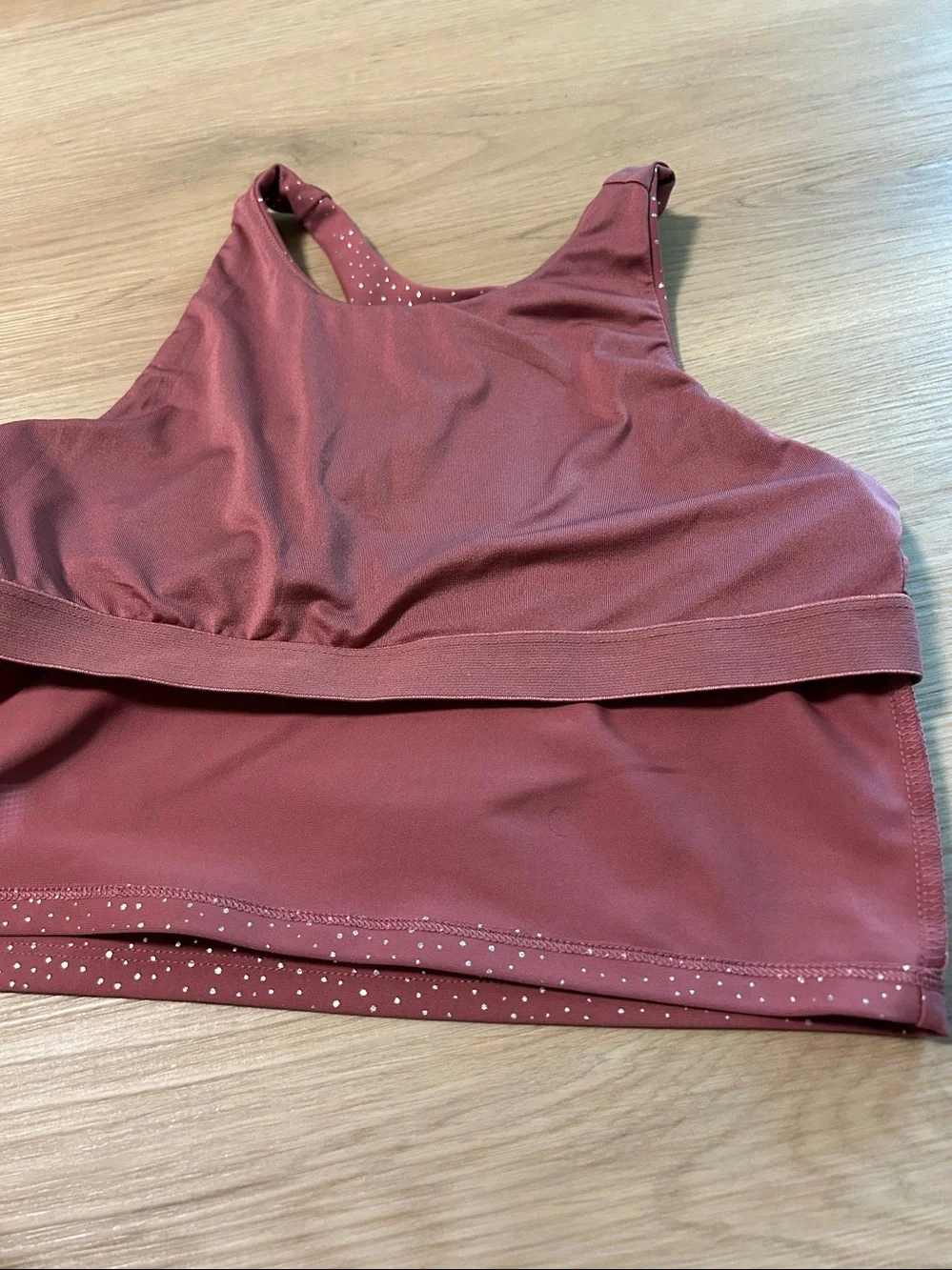 Old Navy Burgundy Racerback Girls Sport Bra with Metallic Dot Detail XL 14-16